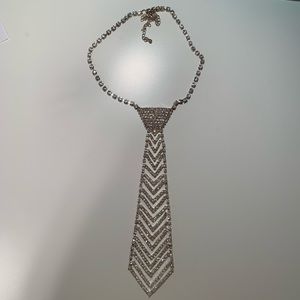 Costume Jewelry Rhinestone Tie Necklace